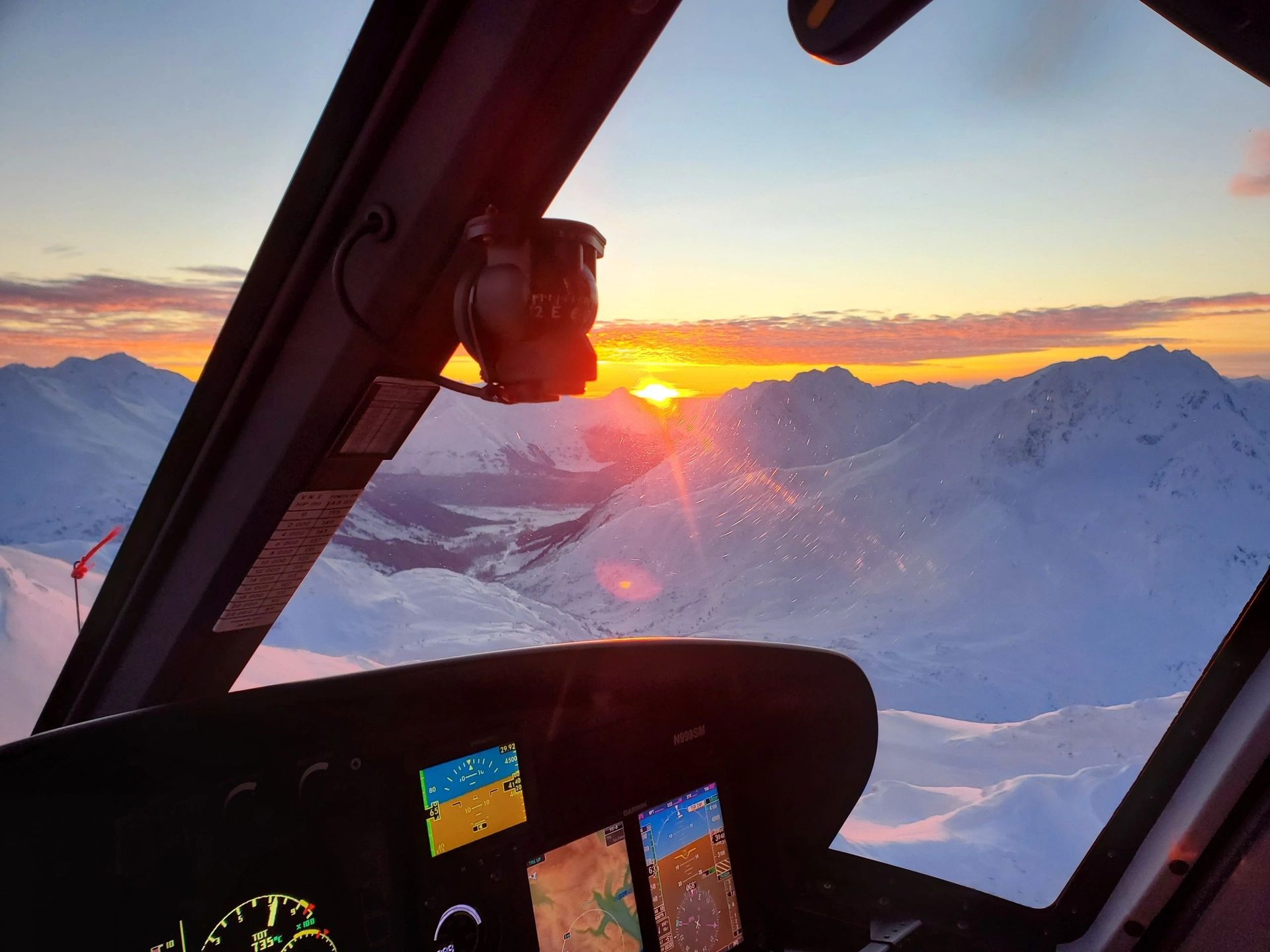 Snow covered peaks of the Northern Chugach range above the SMG Alaska heli ski terrain